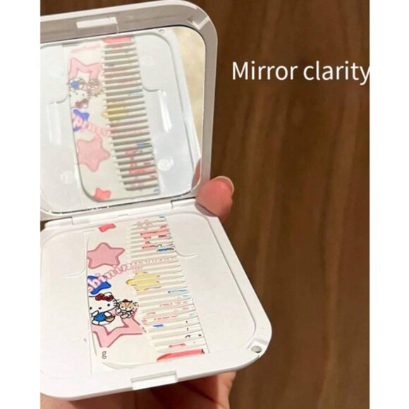 Hello Kitty Portable Folding Makeup Mirror & Comb Set – Compact Travel Beauty - Picture 4 of 4
